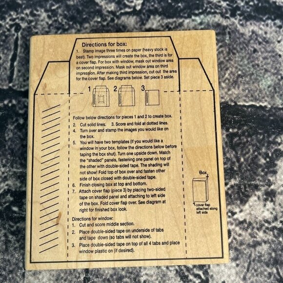 Art Gone Wild V1-1223 Large Box Template Rubber on Wood 2001 Ink Stamp 5"x4" - Picture 2 of 7